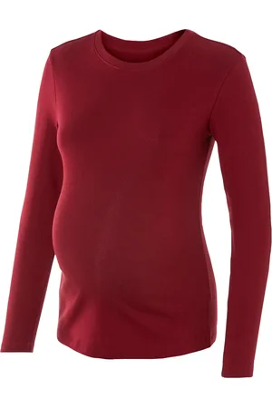 Esmara ® Damen Langarmshirt Rippe Umstand (L(44/46), bordeaux)