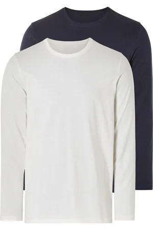 Livergy ® Herren Langarmshirt 2 Paar (L(52/54), navy/weiß)