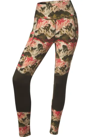 Crivit Damen Funktionstights Thermo Outdoor (XS(32/34), gemustert/grün/rosa)