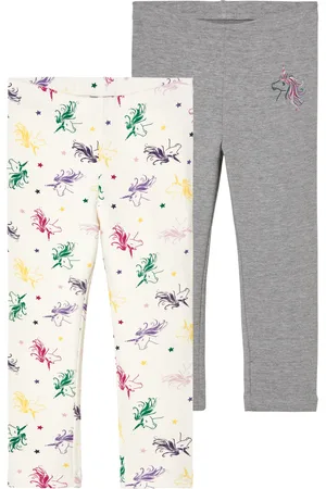 LUPILU ® Kleinkinder Mädchen Leggings; 2 Stück (Grau/Weiß, 122/128)