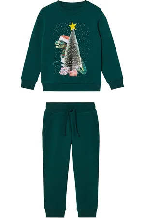 LUPILU ® Kleinkinder Jungen Sweatanzug 2tlg. Weihnachten (122/128, grün)