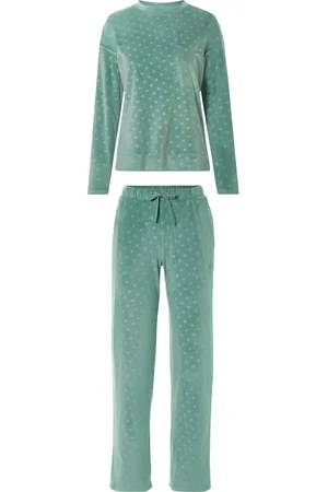 Esmara ® Damen Pyjama lang (XS (32/34), grün)