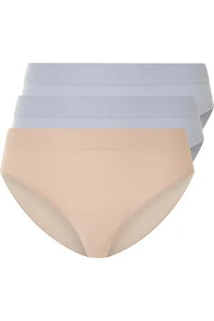 Esmara ® 3 Damen Slips aus Rippe Seamless (L (44/46), blau/ )