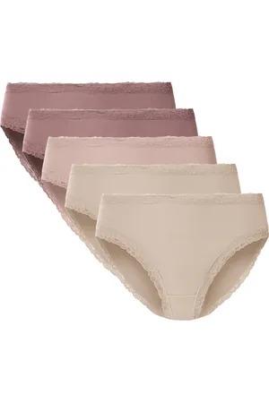 Esmara ® Damen Slip Rippe mit Spitze 5er (rosa/ , S(36/38))