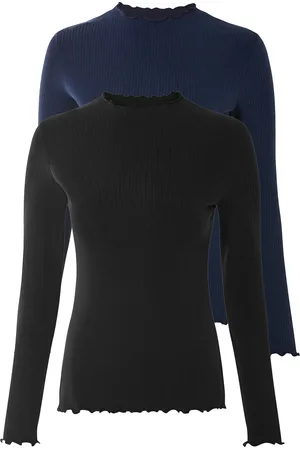 Esmara ® Damen Langarmshirt Rippe 2er ( /marine, L(44/46))