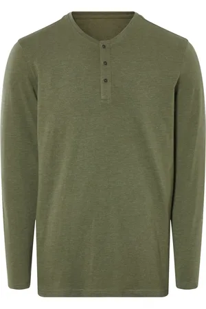 Livergy ® Herren Langarmshirt mit Knopfleiste (grün, S (44/46))