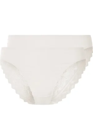 Esmara ® Damen Slip mit Spitze 2-Teilig (weiß, S (36/38))