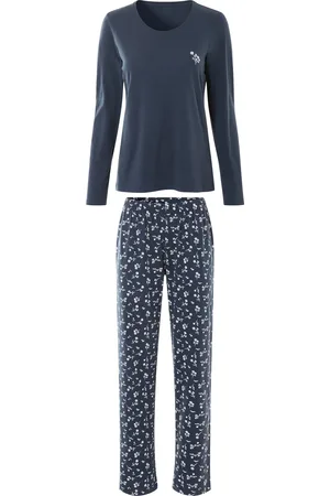 Esmara ® Damen Pyjama lang (navy, XS(32/34))