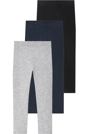 LUPILU ® Kleinkinder Mädchen Leggings 3er (navy/grau/schwarz, 122/128)
