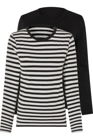 Esmara ® Damen Langarmshirt (Streifen/weiß/schwarz, M(40/42))