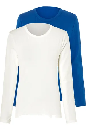 Esmara ® Damen Langarmshirt (blau/weiß, L(44/46))