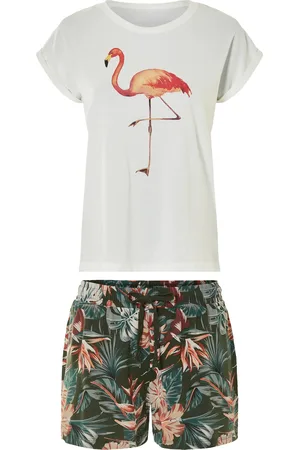 Esmara ® Damen Shorty Pyjama (Weiß/Grün, XL(48/50))