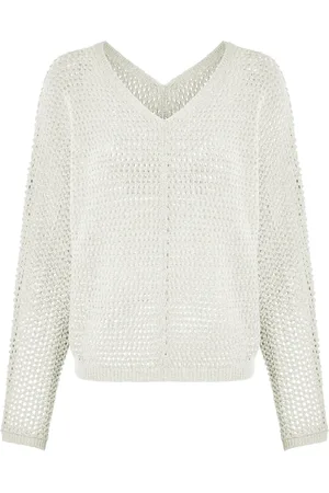 Esmara ® Damen Pullover Lochstrick (Weiß, S(36/38))