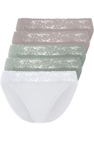 Esmara ® Damen Slip mit Spitze 5er (grau/mint/weiß, S(36/38))