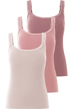 Esmara ® Damen Top Rippe mit Spitze, 3 Stück ( /rosa, S(36/38))