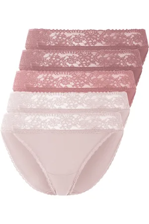 Esmara ® Damen Slip mit Spitze 5er ( /rosa, XL(48/50))