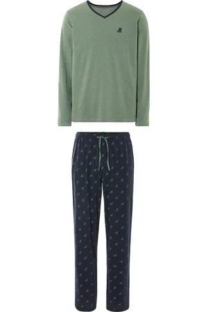 Livergy ® Herren Pyjama lang (Grün, S (44/46))