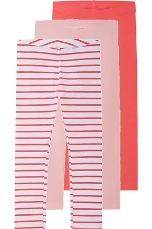 LUPILU ® Kleinkinder Mädchen Leggings, 3 Stück (rot/rosa, 122/128)
