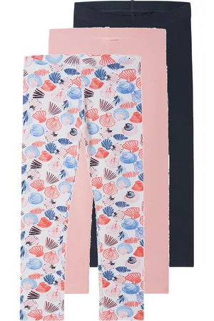 LUPILU ® Kleinkinder Mädchen Leggings, 3 Stück (navy/rosa, 110/116)