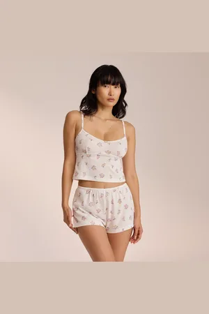 Lounge Underwear Pointelle Cami Pyjamatop - Florales Weiß