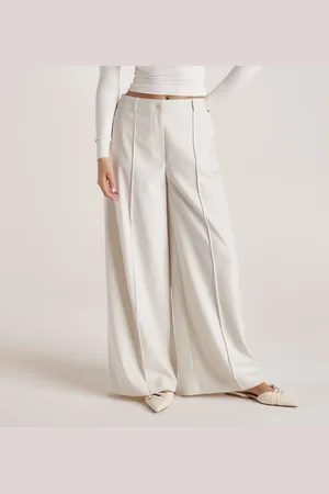 Lounge Underwear Weite Tailored-Hose - Crèmefarbe