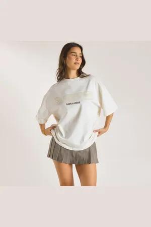 Lounge Underwear Übergroße T-Shirt mit Logo - Crèmefarbe