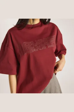Lounge Underwear Übergroße T-Shirt mit Logo - Burgunderrot