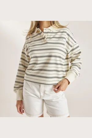 Lounge Underwear Gestreiftes Rugby-Shirt - Crèmefarben