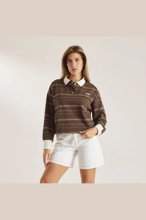 Lounge Underwear Gestreiftes Rugby-Shirt - Schokolade