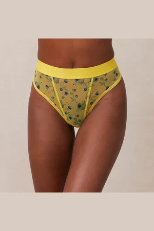 Lounge Underwear Floral Mesh String - Gelb