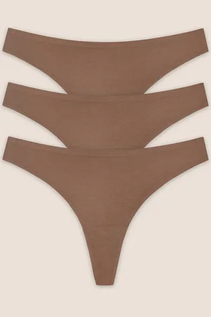 Lounge Underwear Nahtlose Strings (3er-Pack) - Kastanienbraun