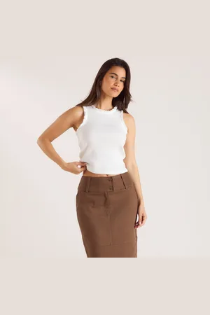 Lounge Underwear Geripptes Tanktop mit Fransen - Weiß