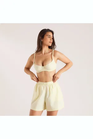 Lounge Underwear Gestreifer Baumwoll-BH - Gelb