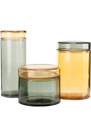 POLSPOTTEN Set: 3 Glasbehälter „caps & Jars“