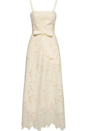 Elie saab Langes Kleid Aus Baumwollmischung Mit Stickerei