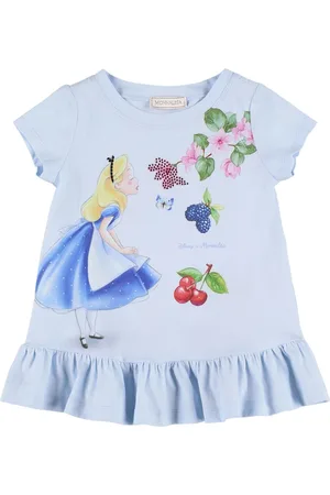 MONNALISA Alice In Wonderland Print Cotton T-shirt
