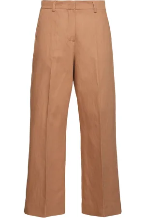 Max Mara Weite Hose Aus Baumwoll/leinencanvas "zircone"
