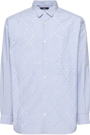 Comme des Garçons Gestreiftes Hemd Aus Perforierter Baumwolle