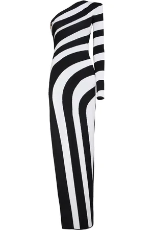 Balmain Langes Viskosesamtkleid Mit Einem Träger