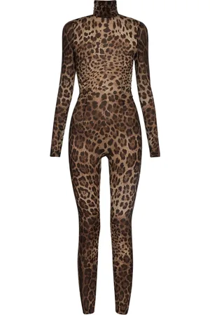 Dolce & Gabbana Jumpsuit Aus Seidenchiffon Mit Leodruck