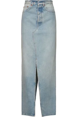 Maison Margiela Langer Rock Aus Baumwolldenim Mit Schößchen