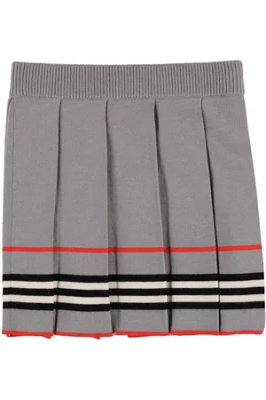 Burberry Gestreifter Rock Aus Wollstrick Mit Plisseedetail