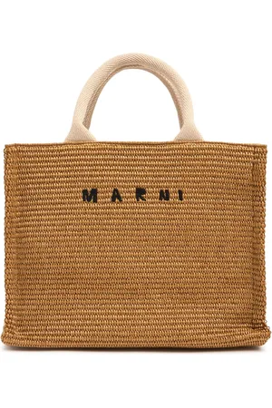Marni Kleine Ledertasche Mit Raffiaeffekt Mit Logo