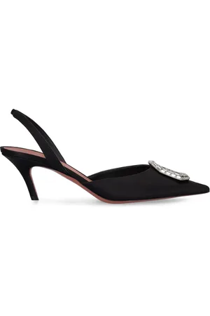 Amina Muaddi 60mm Hohe Satinpumps „camelia“