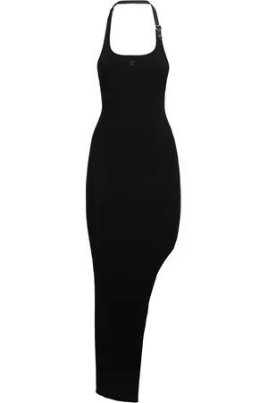 Courrèges Langes Kleid Aus Strickripp Mit Schnalle