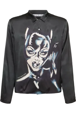 Acne Studios Satin-hemd Mitcat Woman-motiv „sojama“