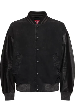Diesel Bomberjacke Aus Leder Und Denim „l-nyn“