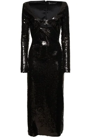 DAVID KOMA Midikleid Mit Logoschnalle Und Pailletten