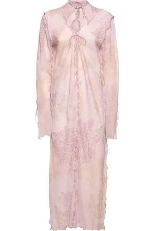 Acne Studios Kaftankleid Aus Baumwolle Und Seide Mit Druck
