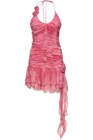 BLUMARINE Minikleid Aus Viskose Mit Rosenmuster Und Rüschen